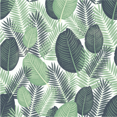 Floral vinyl rug with large green plants - TenStickers