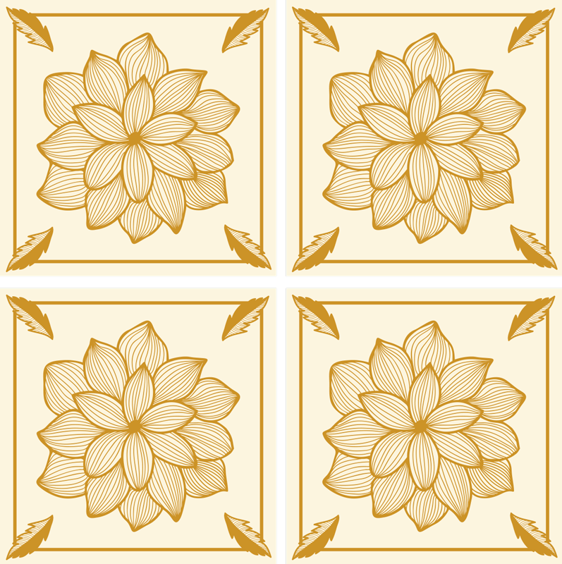 Floral vinyl rug floral bandana paisley tile - TenStickers