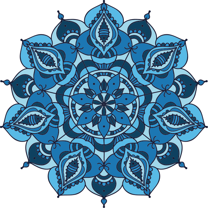 Floral vinyl rug lotus blue mandala - TenStickers