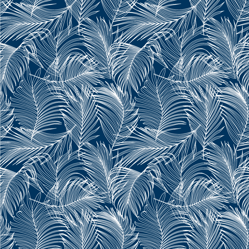 Graceful blue leaves floral vinyl rug - TenStickers