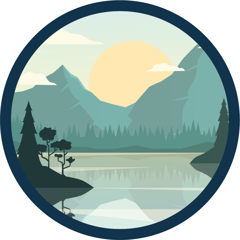 Floral vinyl rug silhouette mountain with lake - TenStickers