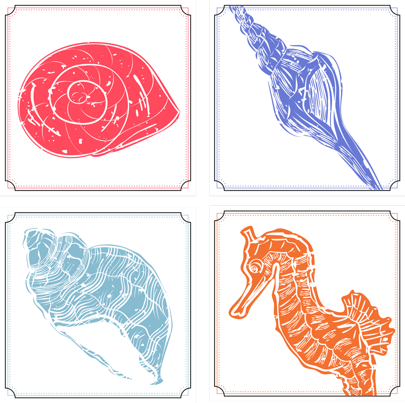 Floral vinyl rug with ocean-inspired designs - TenStickers