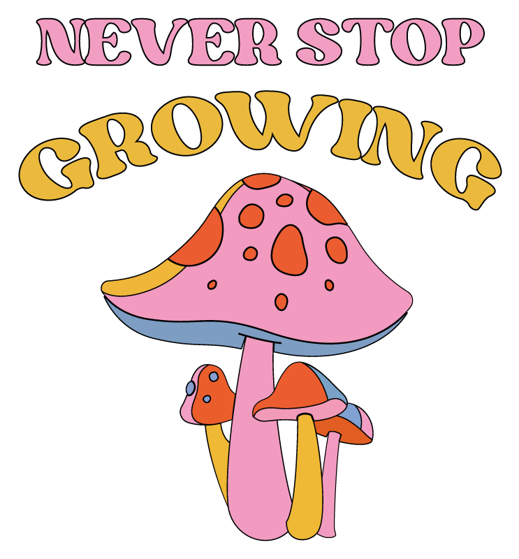 Playful mushroom growth floral vinyl rug - TenStickers
