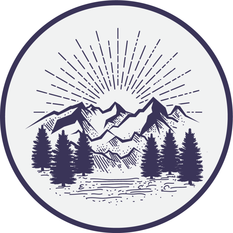 Floral vinyl rug mountain landscape circle - TenStickers