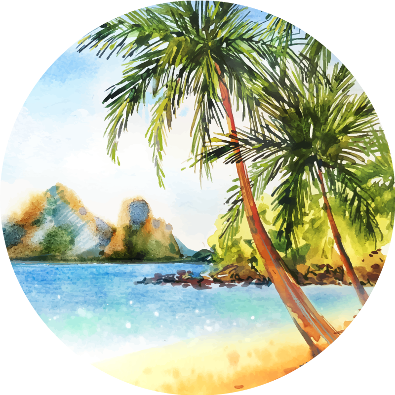 Floral vinyl rug watercolor palms - TenStickers