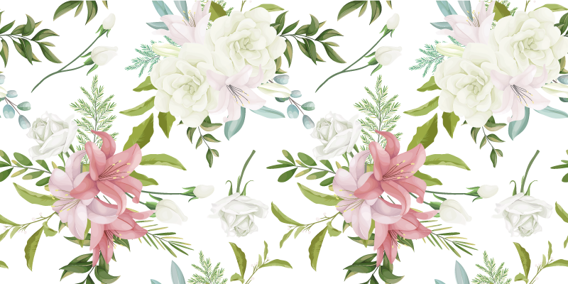 Floral vinyl rug in a minimalistic garden design - TenStickers