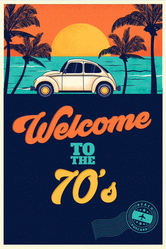 Vintage vinyl rug groovy 70's vibes - TenStickers