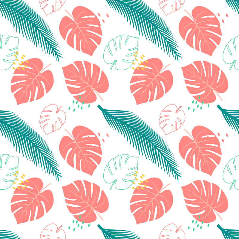 Pink tropical leaves floral vinyl rug - TenStickers