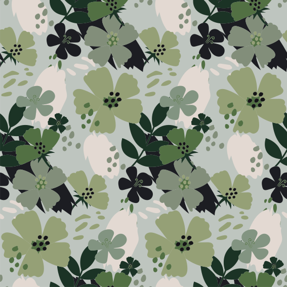 Floral vinyl rug with green leaf pattern - TenStickers