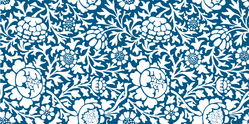 Marine blue floral vinyl rug - TenStickers