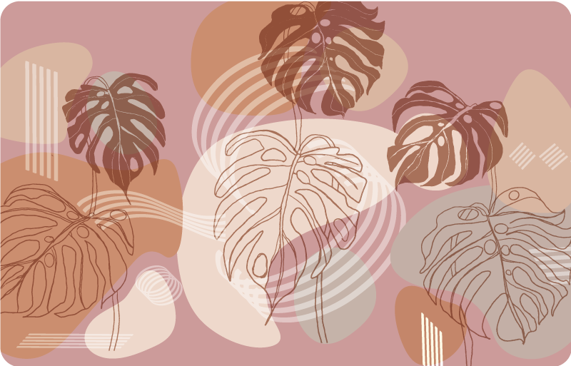 Floral vinyl rug with leaf pattern design - TenStickers