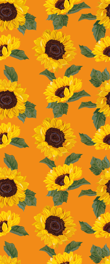Floral vinyl rug in orange sunflower design - TenStickers