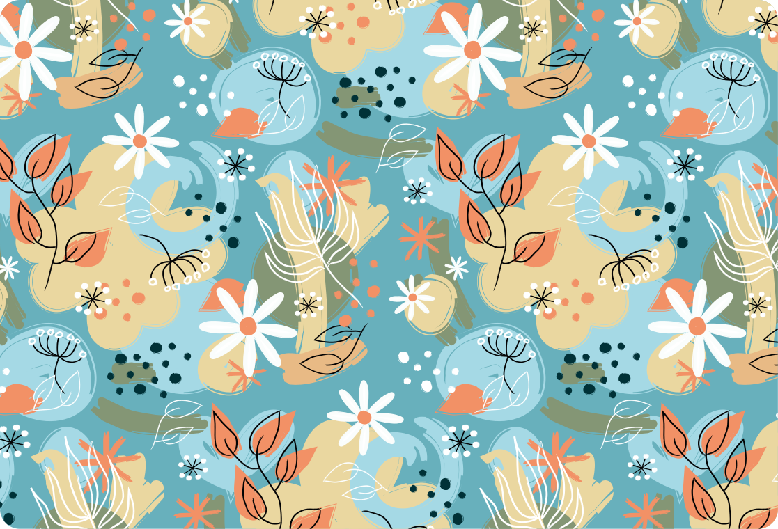 Floral vinyl rug with abstract flat design - TenStickers