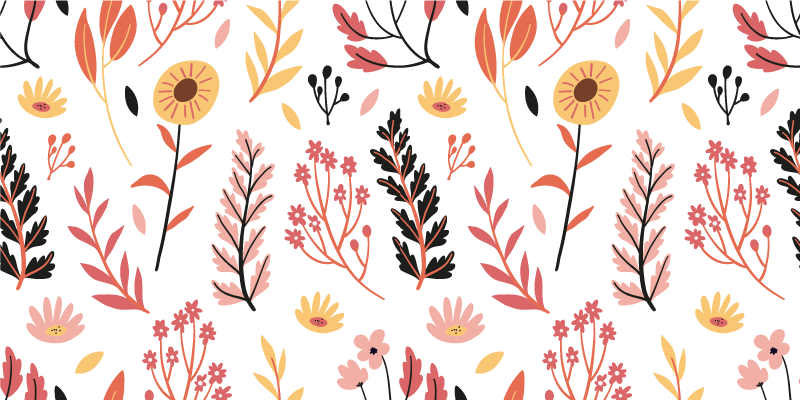 Colorful flowers on white floral vinyl rug - TenStickers