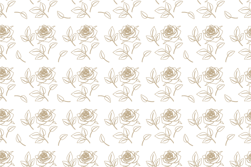 Floral vinyl rug with detailed rose pattern on beige - TenStickers