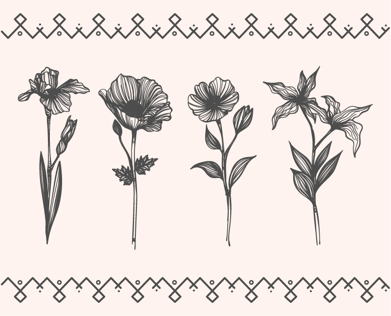 Floral vinyl rug with realistic vintage botany - TenStickers
