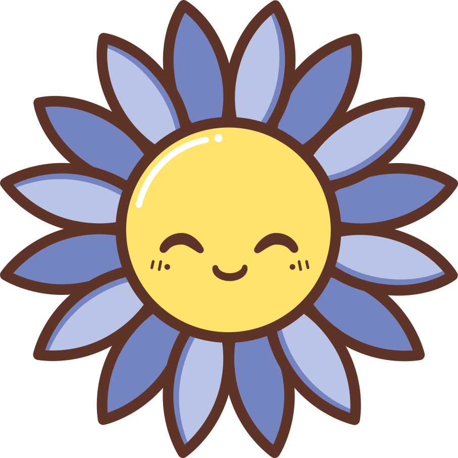 Floral vinyl rug silhouette of a happy purple flower - TenStickers