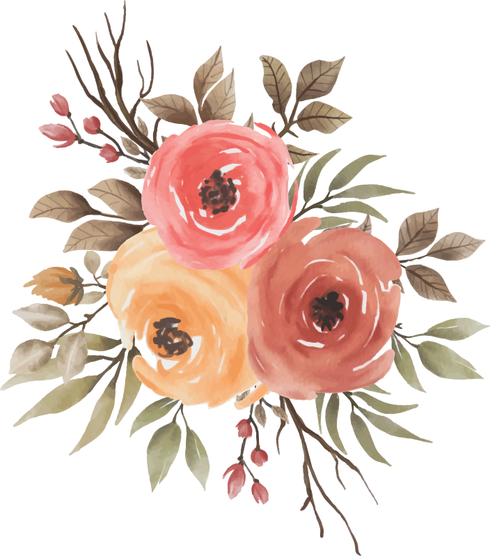 Floral vinyl rug with dried rose illustration - TenStickers