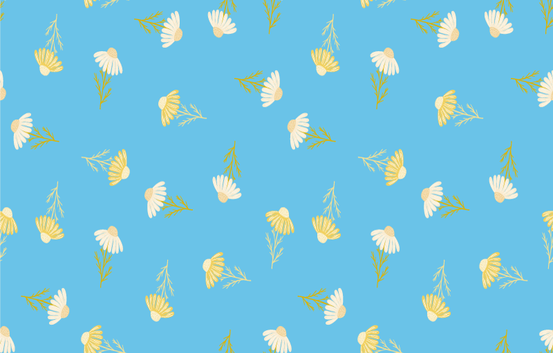 Floral vinyl rug in daisy pattern on blue background - TenStickers