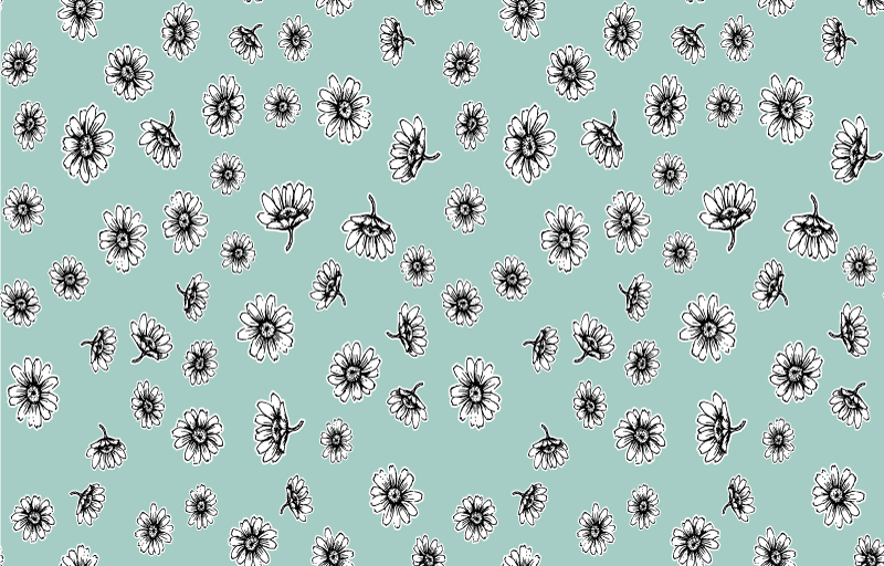 Floral vinyl rug with a cute white chamomile pattern - TenStickers
