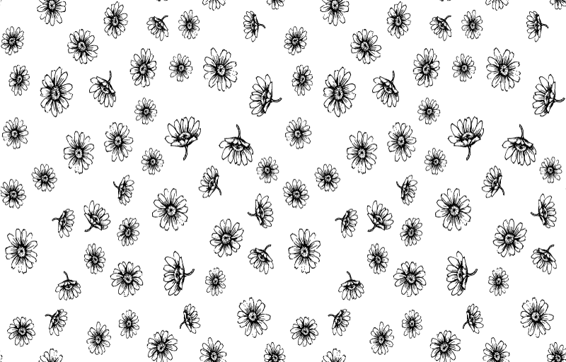 Floral vinyl rug set outline daisy flowers - TenStickers
