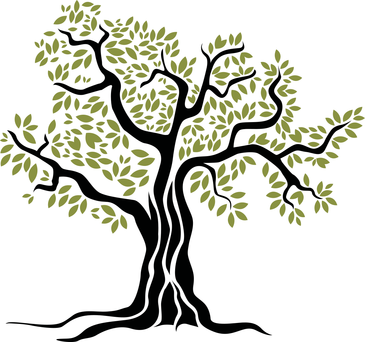 Floral vinyl rug featuring black olive tree design - TenStickers