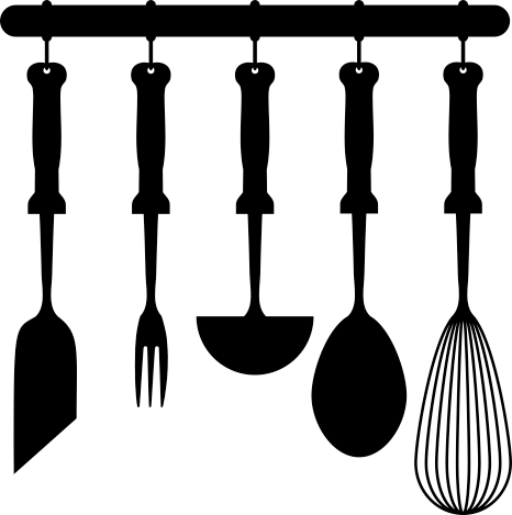 Kitchen vinyl rug with hanging kitchen utensils - TenStickers