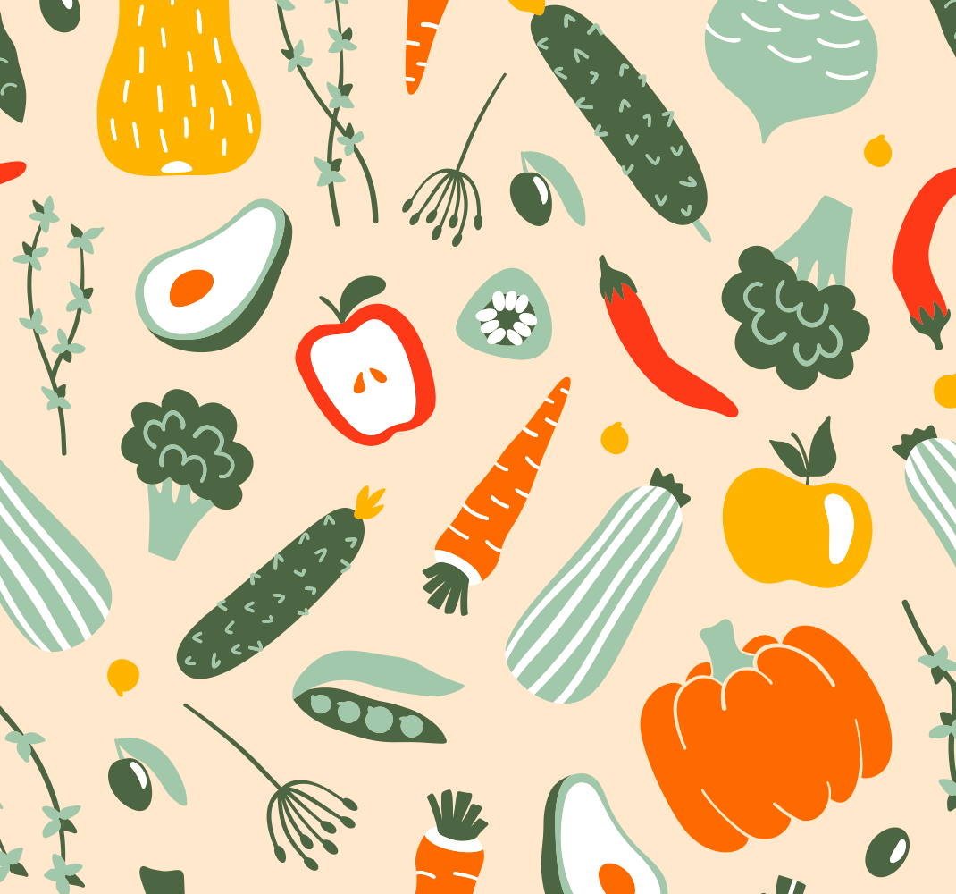 Beige food pattern kitchen vinyl rug - TenStickers