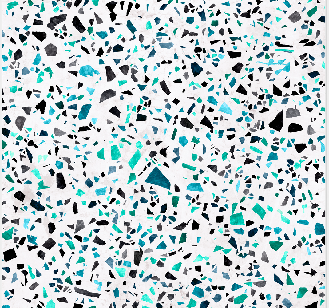 Kitchen vinyl rug in blue marble tile design - TenStickers