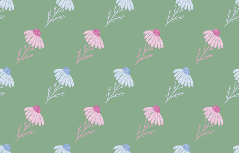 Floral vinyl rug chamomile daisy design - TenStickers