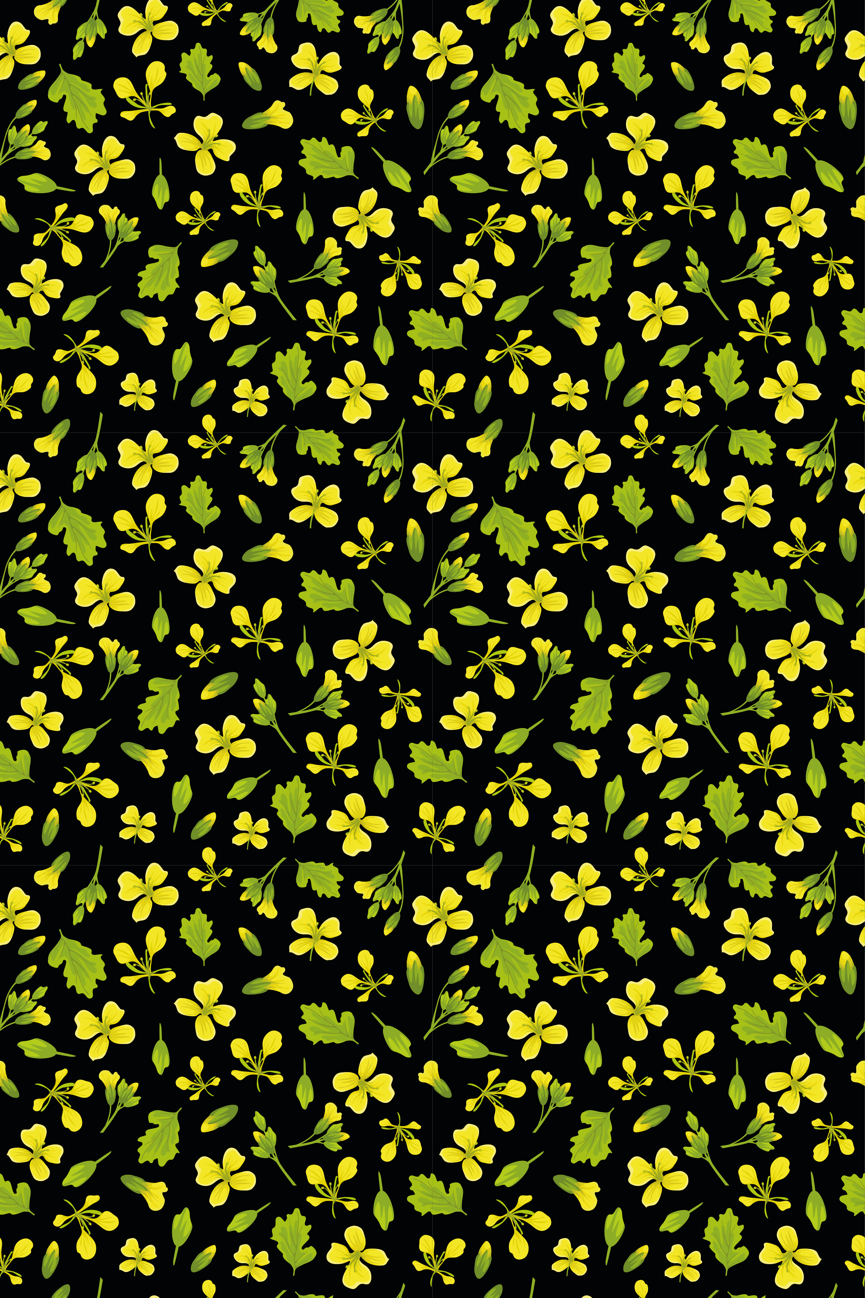 Floral vinyl rug with black background and yellow - TenStickers