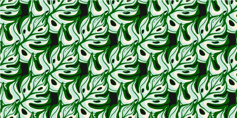 Floral vinyl rug with bold black and green flora - TenStickers
