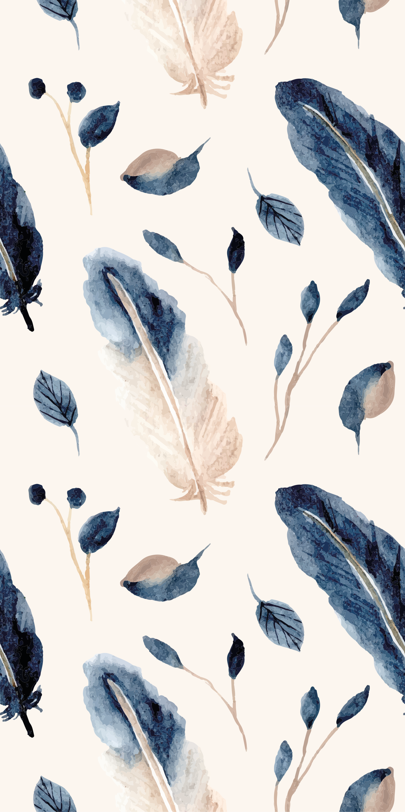 Flying leaves and feathers floral vinyl rug - TenStickers