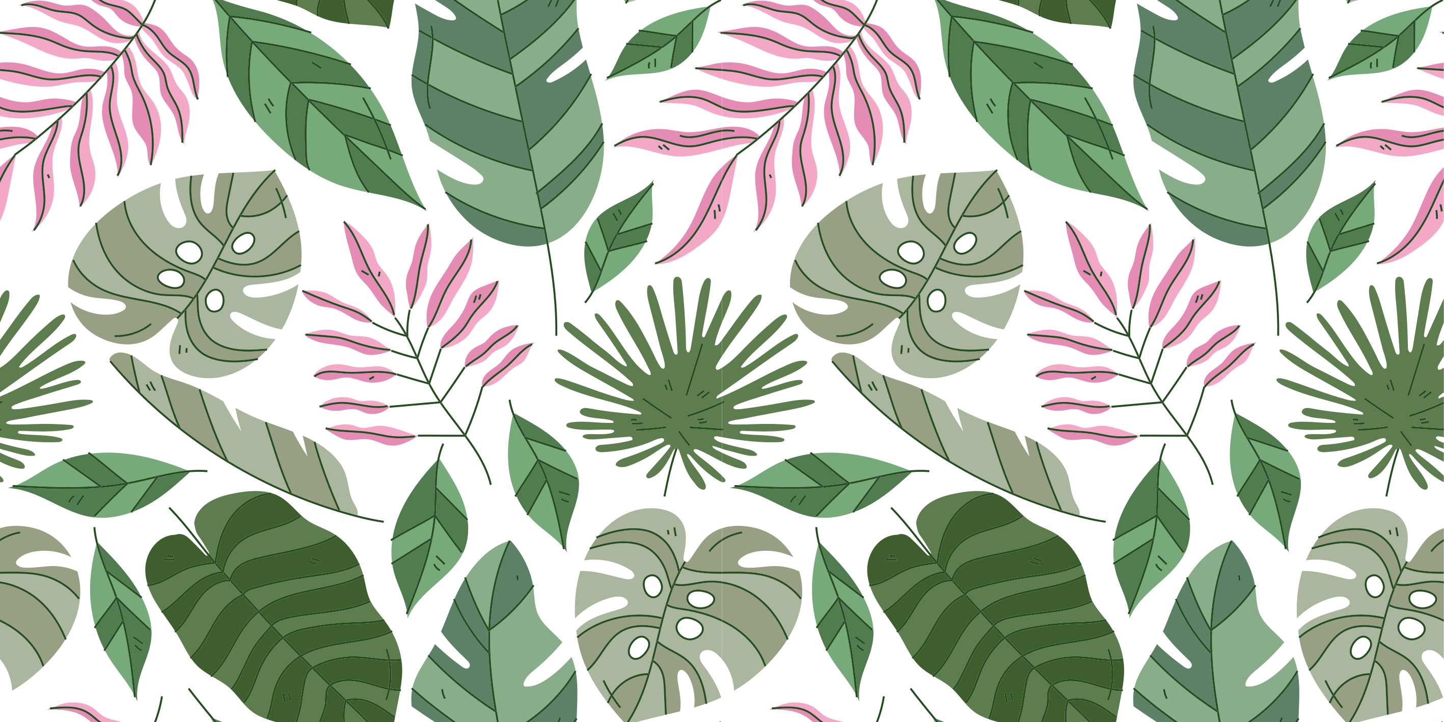 Floral vinyl rug with tropical minimalist plants - TenStickers