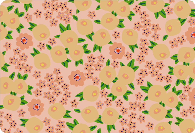 Floral vinyl rug with original peach floral pattern - TenStickers