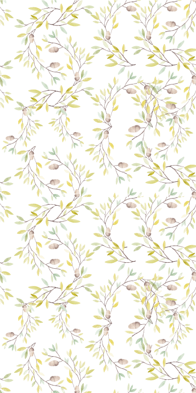 Floral vinyl rug with original watercolor green leaves - TenStickers