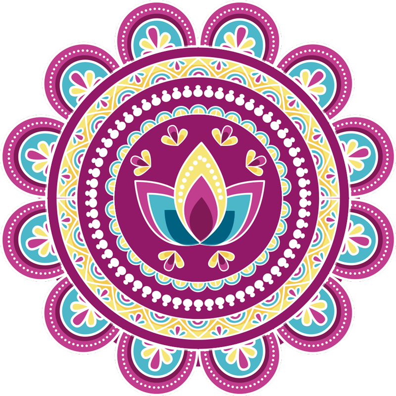 Floral vinyl rug colorful lotus mandala - TenStickers