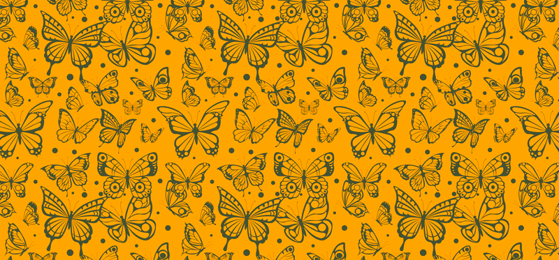 Floral vinyl rug butterfly plant design - TenStickers