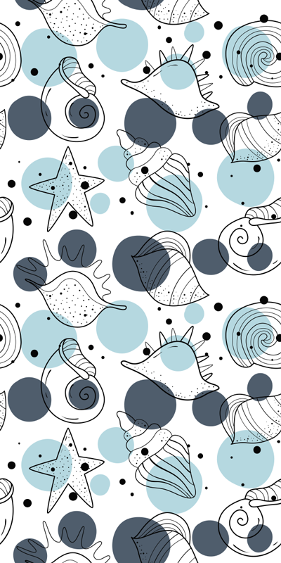 Floral vinyl rug with chic shell designs - TenStickers