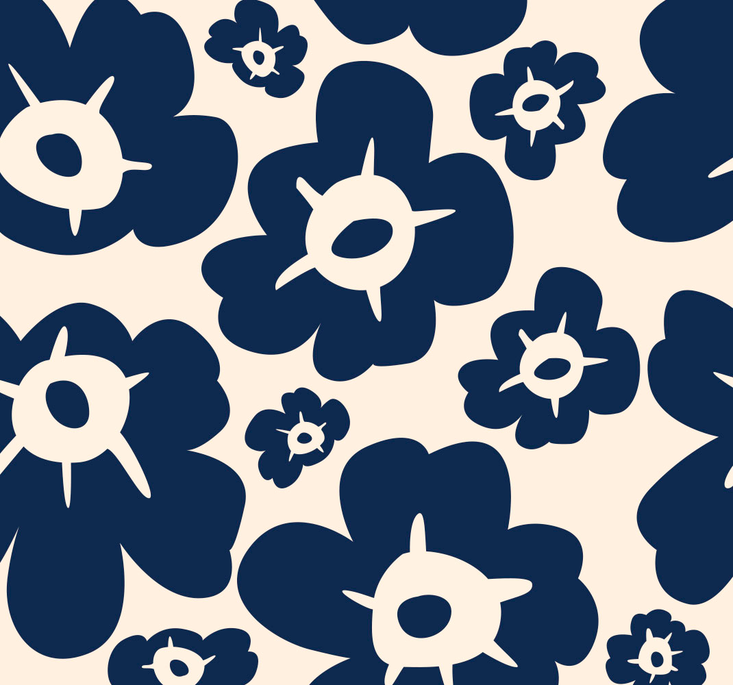 Flower rug dark blue poppy - TenStickers