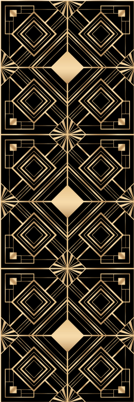 Geometric vinyl rug with modern black and gold design - TenStickers