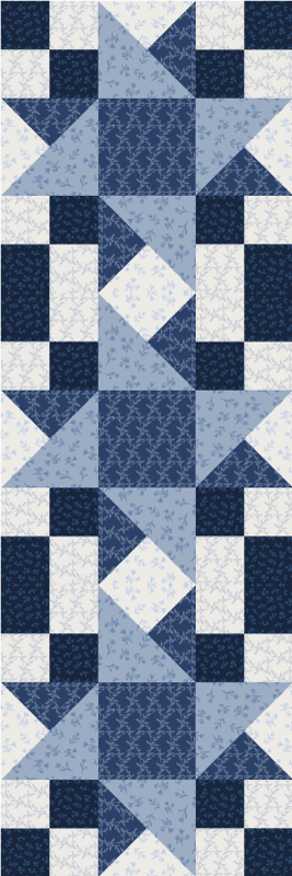 Geometric vinyl rug in patchwork blue star triangles - TenStickers