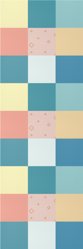 Geometric vinyl rug with colorful retro patchwork pattern - TenStickers