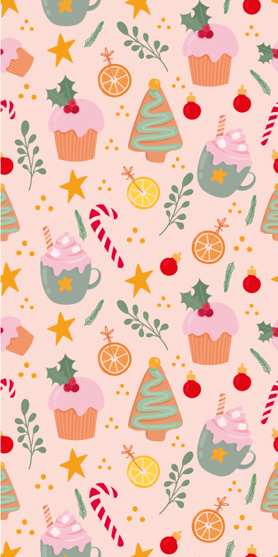 Christmas vinyl rug with candy canes and trees - TenStickers