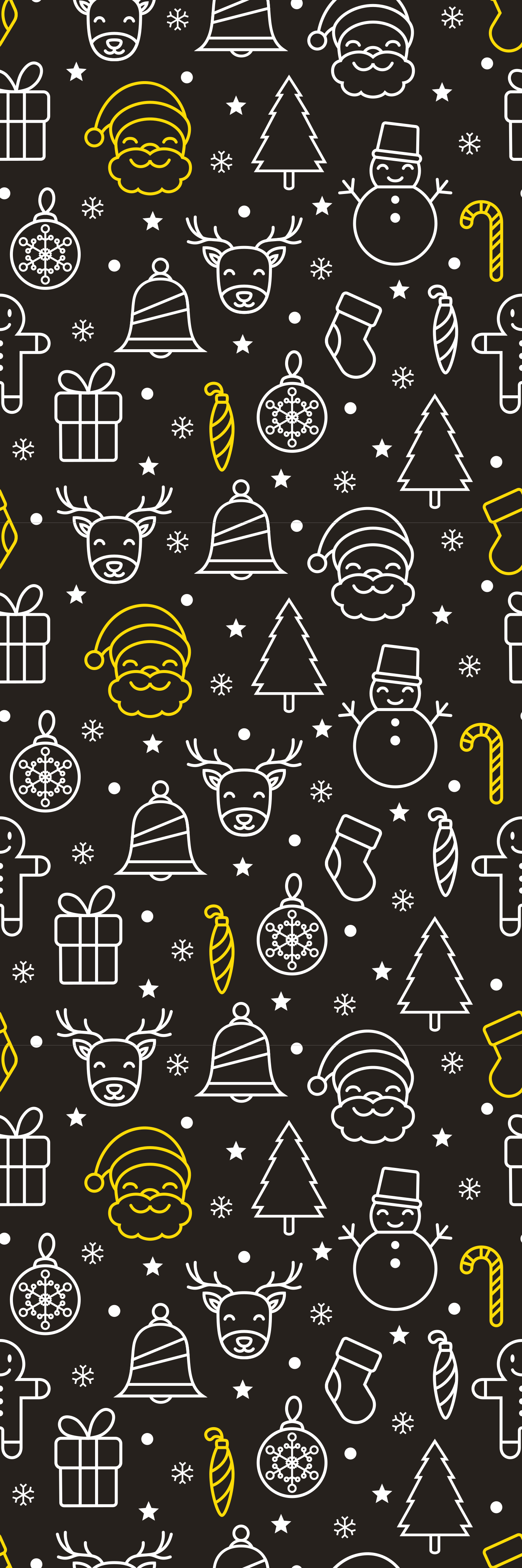 Christmas vinyl rug white and yellow pattern on black - TenStickers