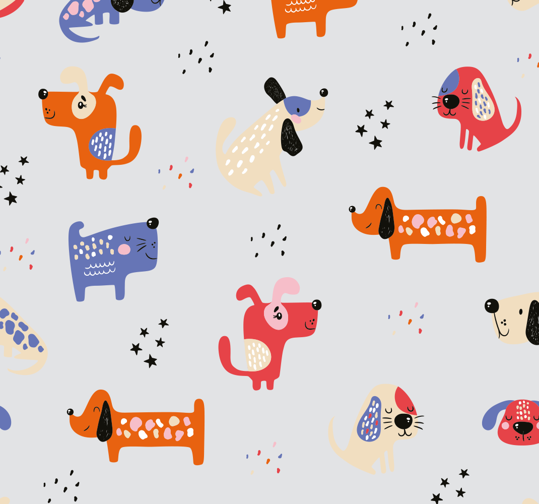 Bedroom vinyl rug with illustrated dogs - TenStickers