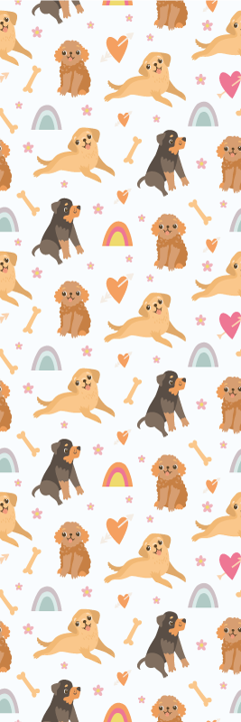 Bedroom vinyl rug with cute dog and rainbow pattern - TenStickers
