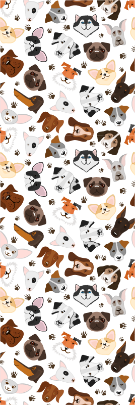 Bedroom vinyl rug featuring dog breed heads - TenStickers