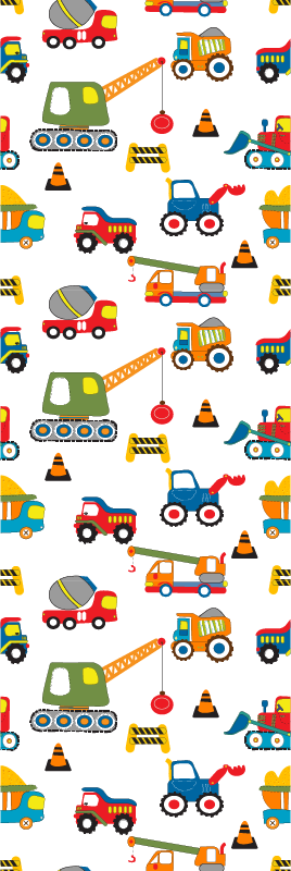 Bedroom vinyl rug cute design diggers at work - TenStickers