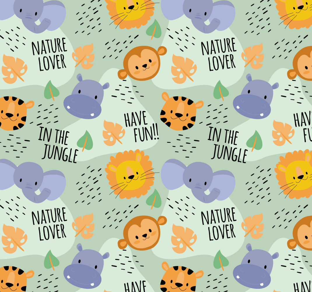 Kids vinyl rug featuring green jungle animals - TenStickers